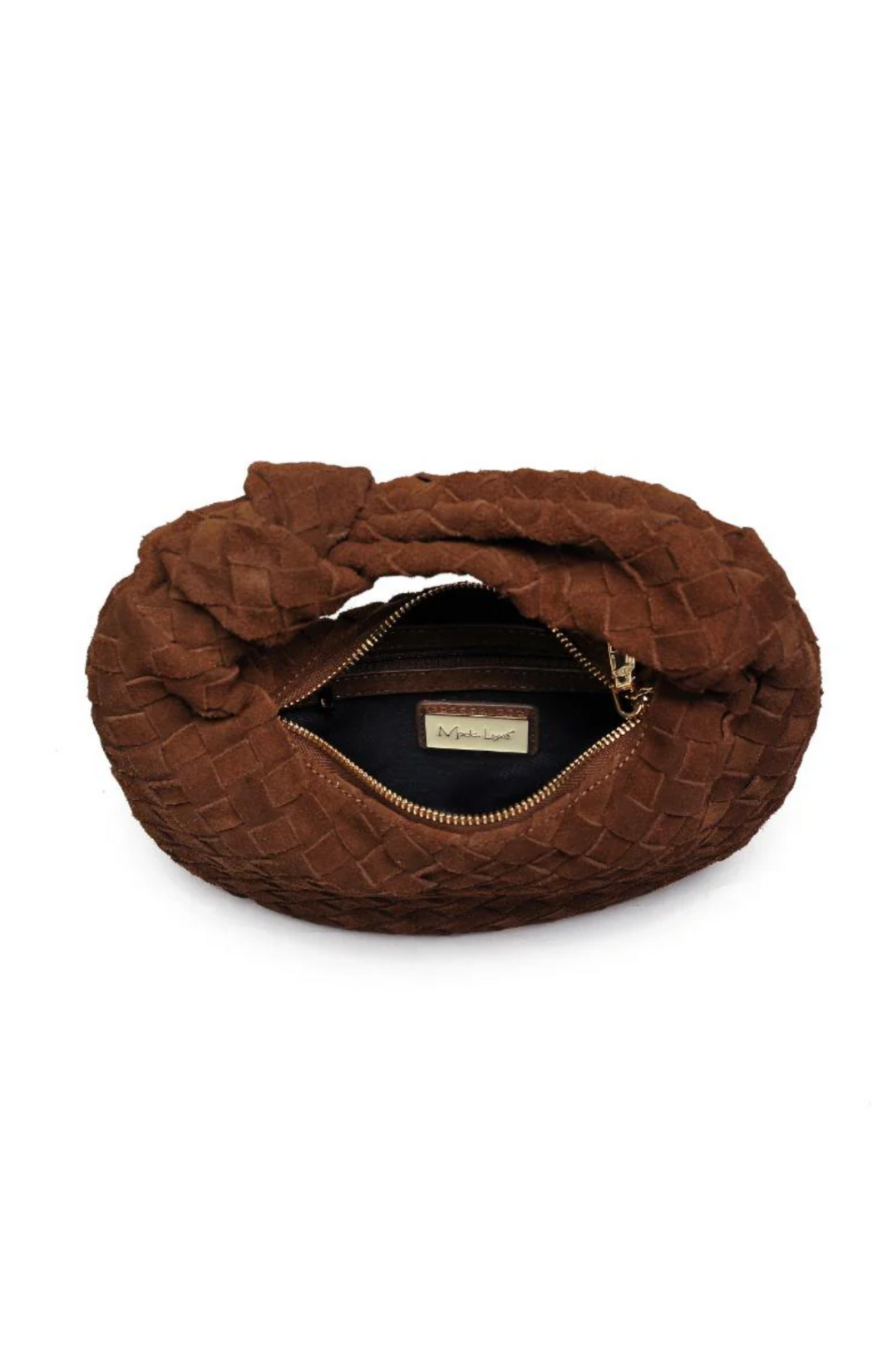 autumn chocolate handbag moda luxe woven suede brown