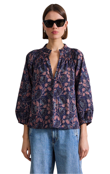 apiece apart flowy trinidad top floral flowers printed v-neck vneck