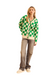 john and jenn lawson cardigan checkered sweater green cream button front v-neck