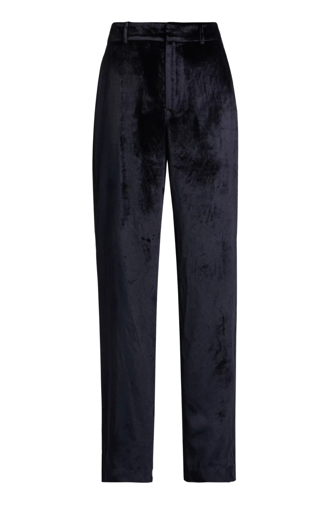 black high shine drapey velvet, this clean front high-rise wide-leg trouser paige chateau pant trouser