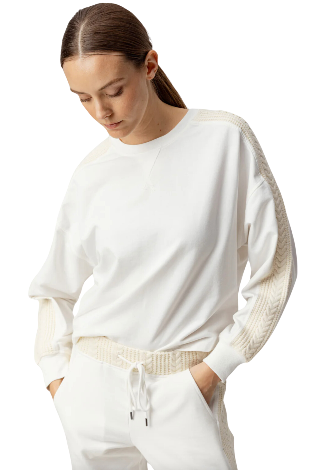 Sundays bella pullover cream sweatshirt crewneck sweater trim