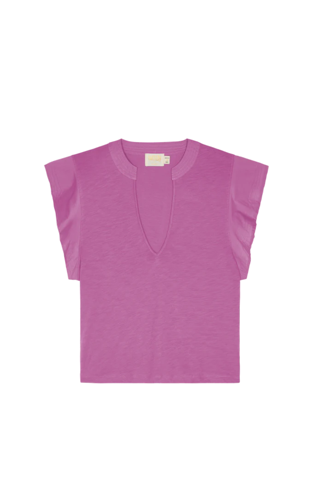  Pink Purple Ruffle sleeve v-neck tee by Nation ltd Constance v-neck top