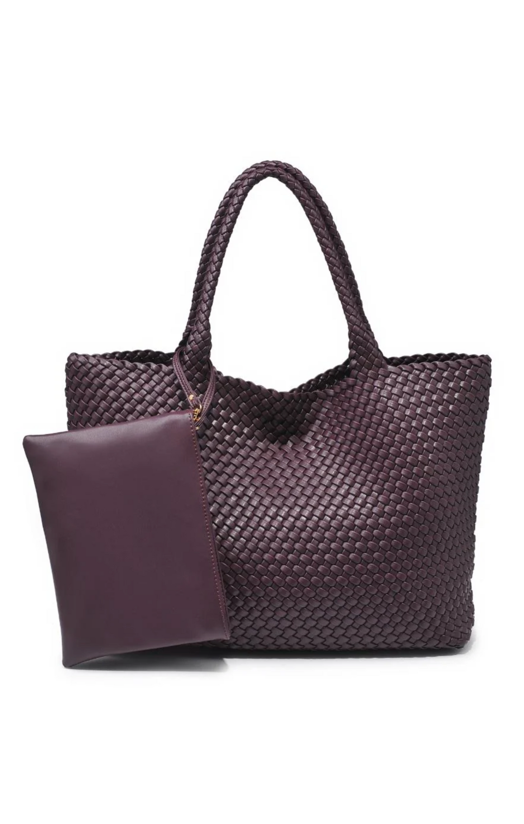 moda luxe woven faux leather tote espresso brown chocolate solana