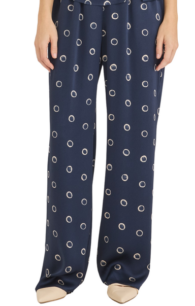 rebecca taylor navy hazy dot print pant wide leg