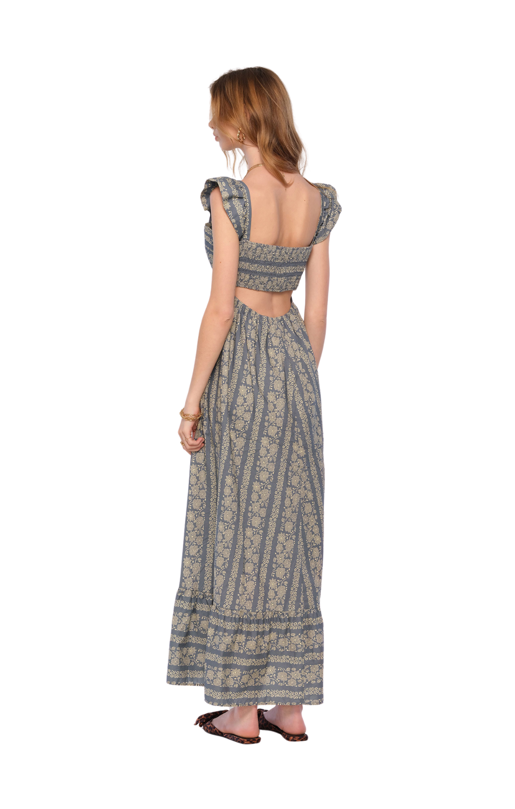 heartloom prima dress printed ruffle sleeve sleeveless v-neck maxi 