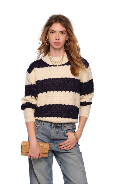 scalloped stripe sweater knit heartloom iggy mock neck