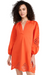 Gianna Dress punto sunset red orange long sleeve cut outs cotton 