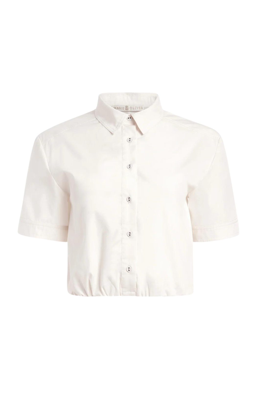 white short sleeve sierra crop top button down Marie Oliver