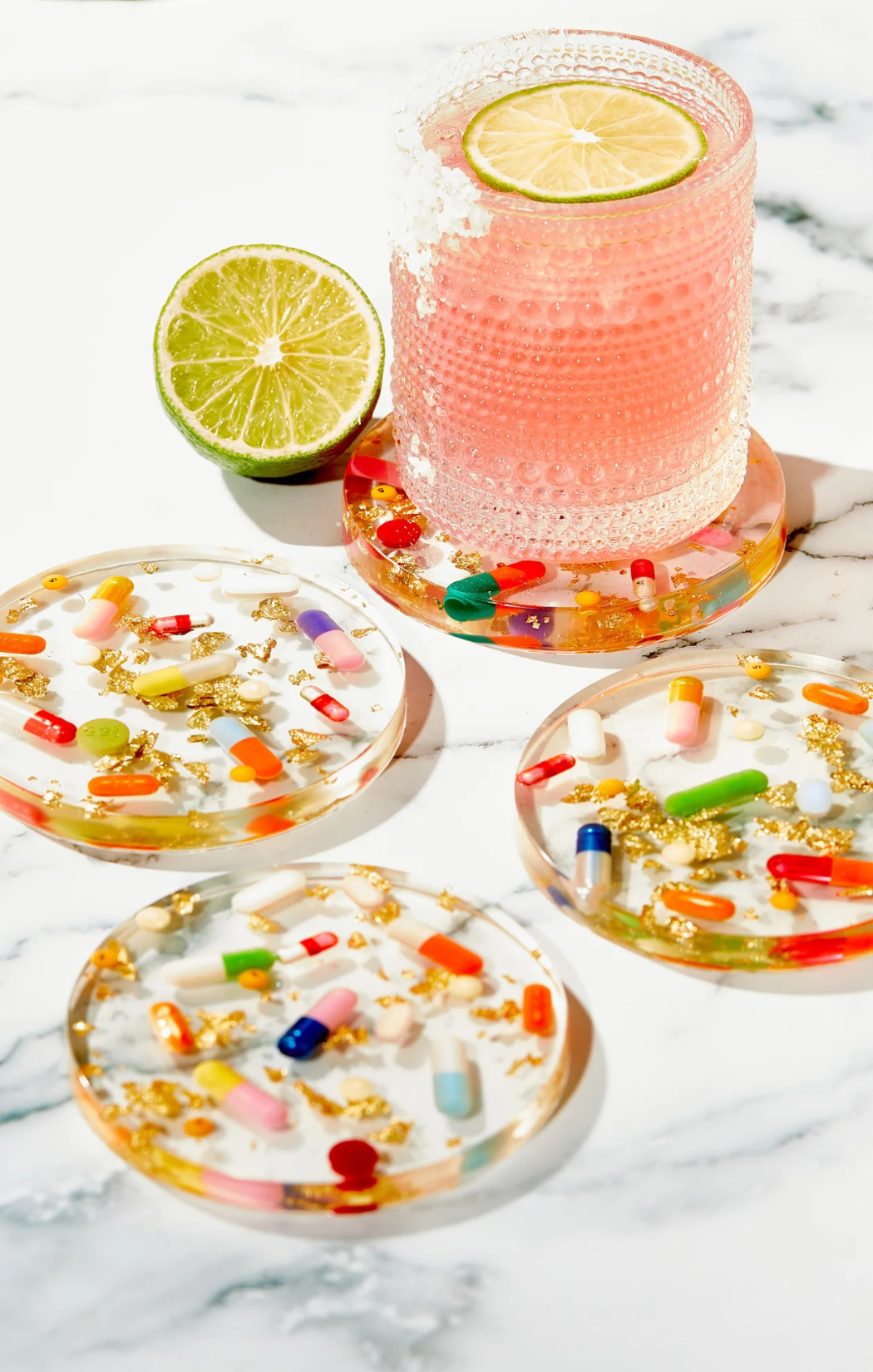 Pills + Gold Coasters