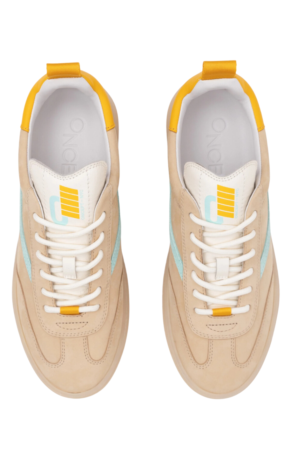 oncept tan retro panama sneaker yellow tab blue 