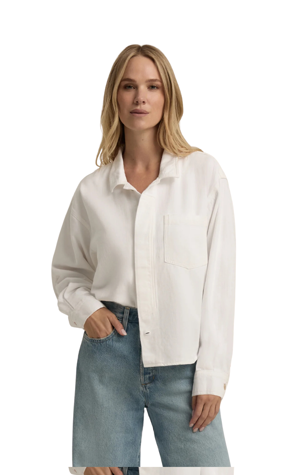 soft white denim shirt favorite daughter thinking about it shirt top jacket