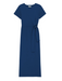 Blue midi t-shirt dress short sleeves. An elegant knot detail adds an understated flourish to a cotton-jersey dress complete with a flirty side slit. By Nation LTD.