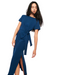  Blue midi t-shirt dress short sleeves. An elegant knot detail adds an understated flourish to a cotton-jersey dress complete with a flirty side slit. By Nation LTD.